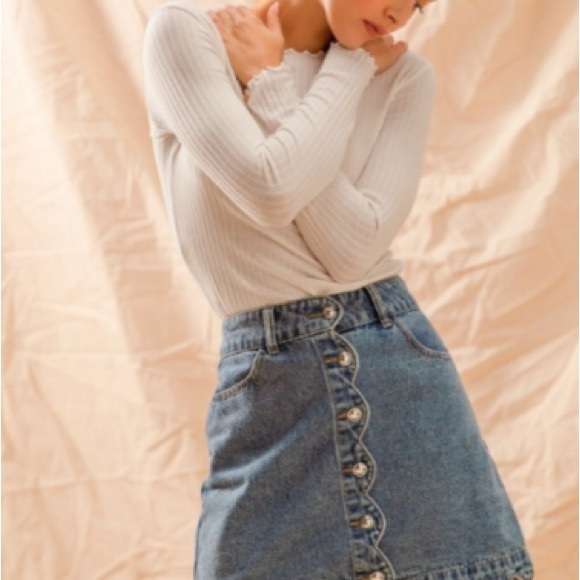 Denim Button-Up Skirt - Picture 2 of 5